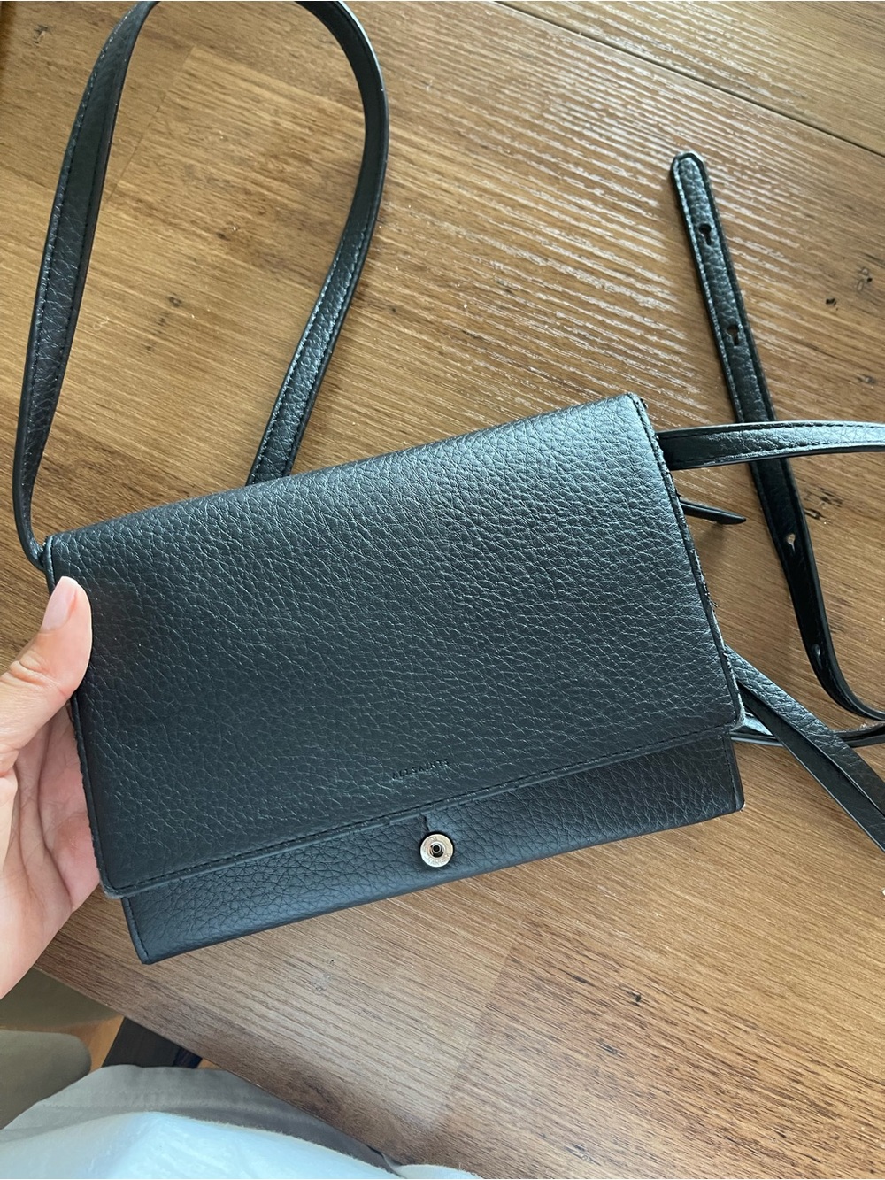 All Saints Black Leather Crossbody Bag